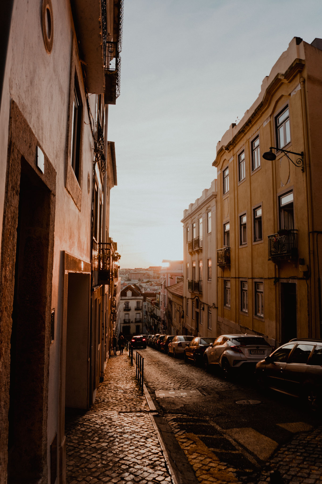 Narrow Street in Lisbon Golden Hour