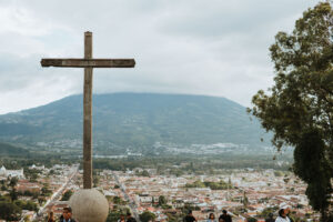 View over Antigua, Guatemala from viewpoint Cerro de la Cruz