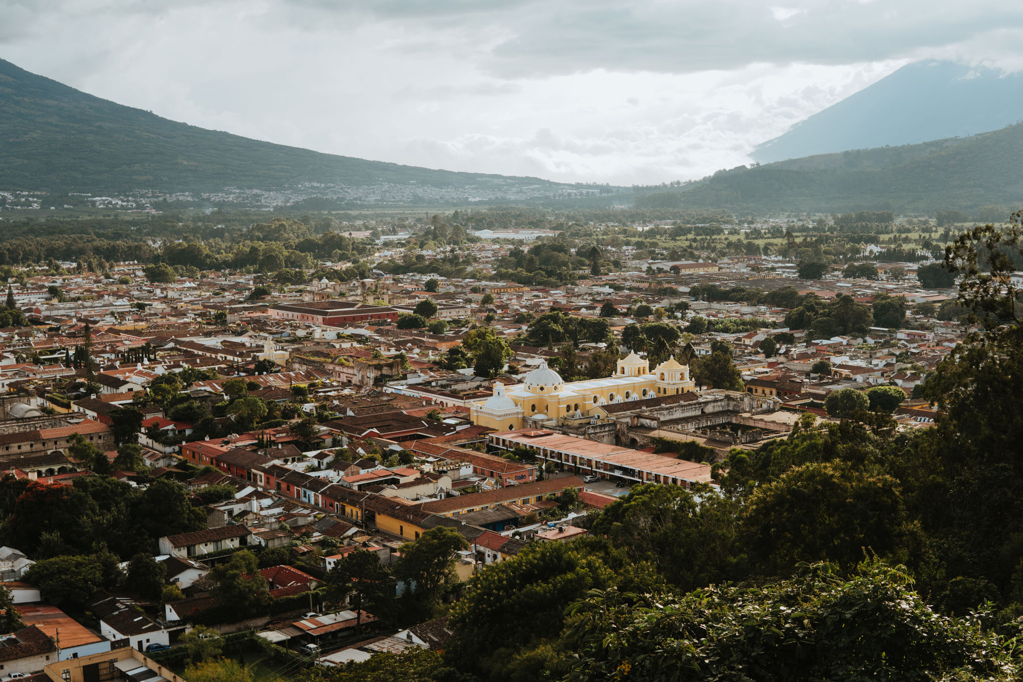 View over city of Antigua, Guatemala