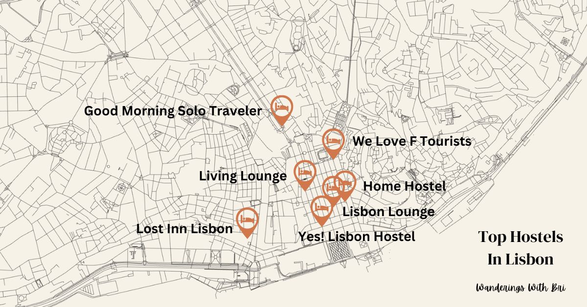 Top Hostels In Lisbon Map