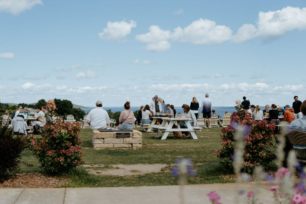 Mari Vineyards Seating Overlooking Water Traverse City Wineries