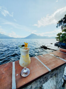 Drink at Hotel La Casa del Mundo, Lake Atitlan, Guatemala